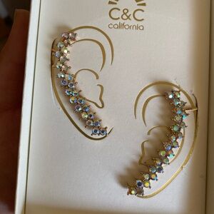 C&C California Gold and Blue Crystal Ear Cuffs